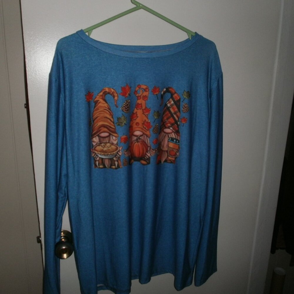 woman's fall gnome's top long sleeves 4X New